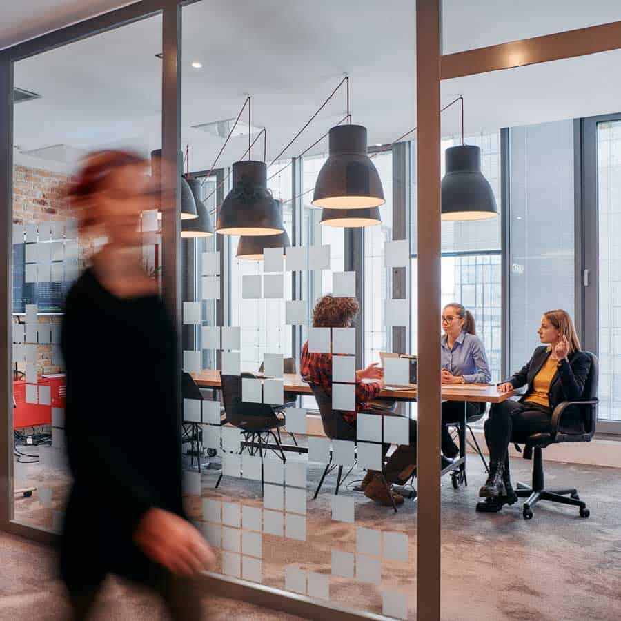 Backup and recovery meeting in modern office